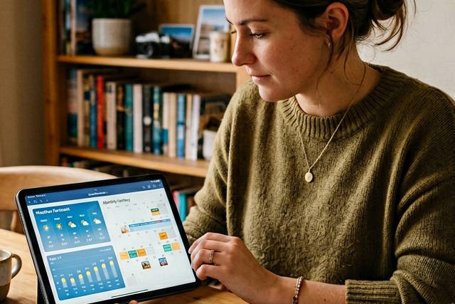 אישה בוחנת נתוני מזג אוויר